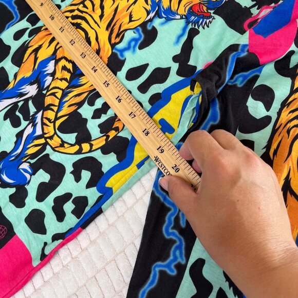 Reason Mens Graphic Long Sleeve Shirt Tiger Palm Print Medium Cotton Multicolor - Picture 5 of 6